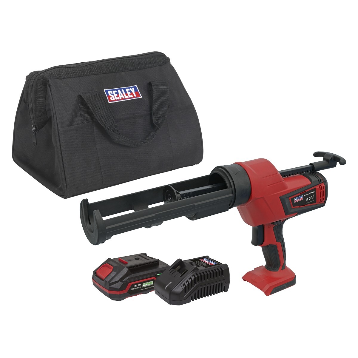 Sealey Cordless 20V 2Ah SV20 Series Caulking Gun Kit 310ml Garage Workshop DIY
