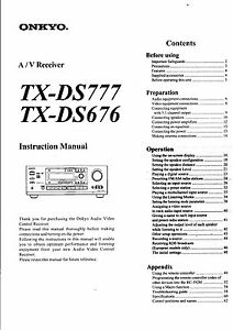 Onkyo Instruction Manual for TX-DS 676/DS 777 copy | eBay