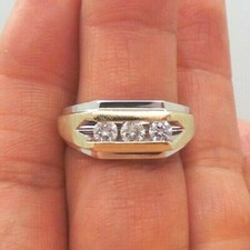 STUNNING 14K 2tone MEN'S DIAMOND BAND RING .45 tcw SZ 8.25 G116536 11.79 grams