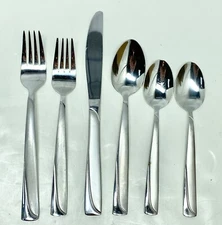 Oneida MADELINE Stainless Glossy W/Frosted Satin Accent Flatware - 6 Piece Set