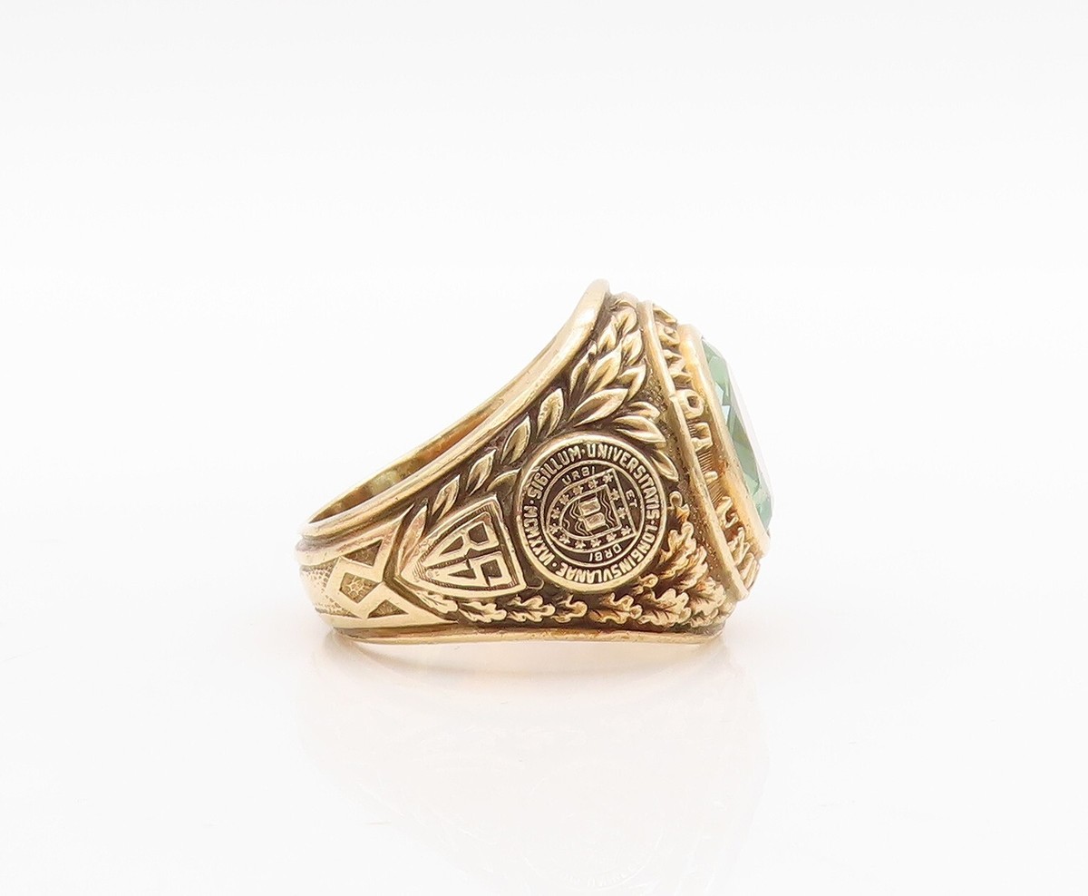 10K GOLD Vintage Ring DIEGES & CLUST LI University Green Stone 