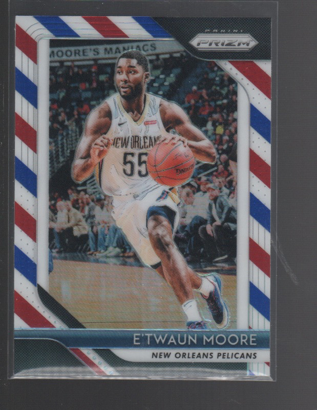 E'TWAUN MOORE 2018-19 PANINI PRIZM RED WHITE BLUE PRIZMS CARD #147