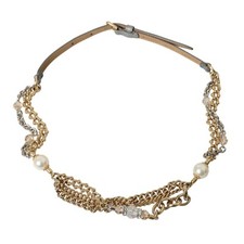 DOLCE & GABBANA Belt Gray Leather Gold Chain Crystal Waist s. S RRP 990usd