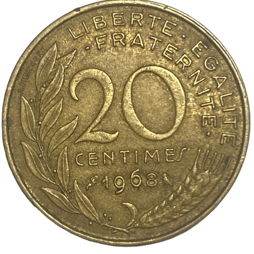 French 20 Centimes Coin 1968 France - Picture 2 of 2