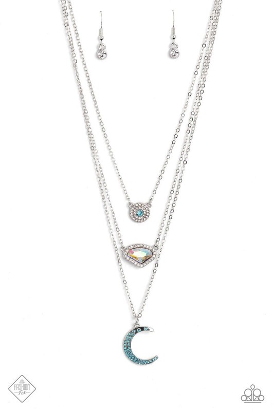 Paparazzi Lunar Landslide - Blue - Necklace and Earrings