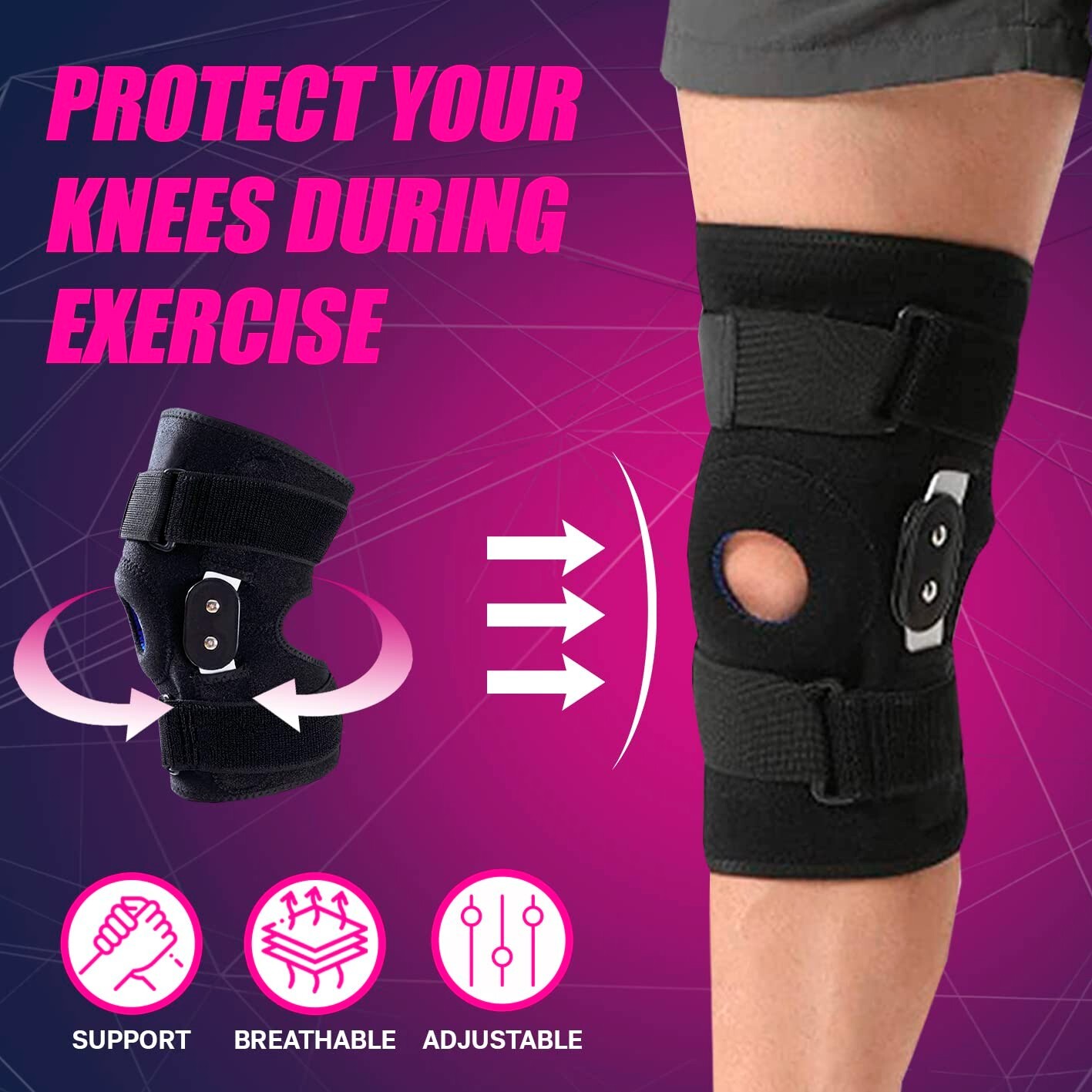PREMIUM KNEE BRACE FOR KNEE PAIN RELIEF, SUPPORT PATELLAR STABILIZING