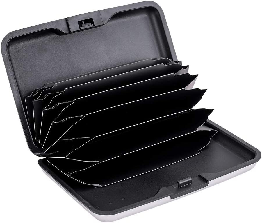 Silver - Metal Wallet Credit Card Holder, Women Men Aluminum RFID