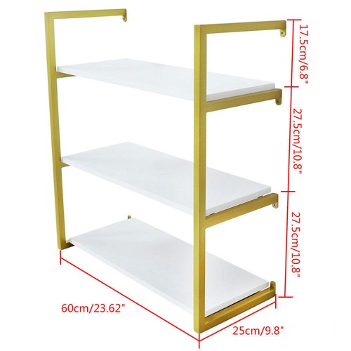 Wood Floating Shelf Bracket Wall-Mounted Storage Display Rack Unit Gold - 第 50/84 張圖片