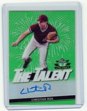Christian Roa 2020 Leaf Valiant Baseball THE TALENT GREEN AUTO /99 Reds
