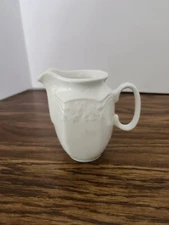 Steelite International Albalite White Embossed Ceramic Creamer  3.5”H 