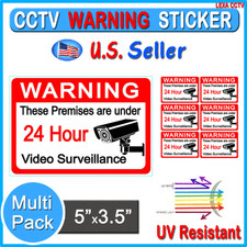 5 10 20 Pack CCTV Camera Video Surveillance Warning Adhesive Sticker Decals Sign