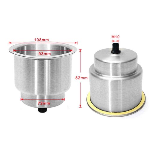 2x Stainless Steel Cup Drink Holders for Marine Boat Truck Car Camper RV w Drain - Picture 5 of 12