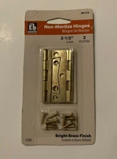 Everbilt Non-Mortise Hinges 2-PK Bright Brass Finish 2 1/2 "  15088 New