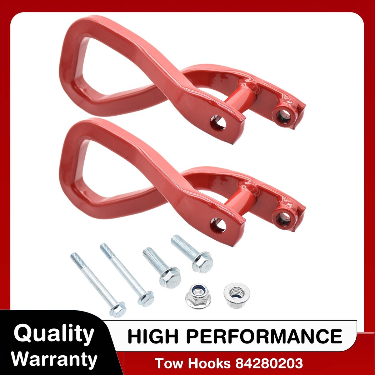 Front Red Tow Recovery Hooks 84280203 w/ Bolts for GMC Sierra 1500