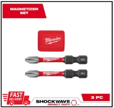 SHOCKWAVE Impact Duty Alloy Steel Magnetic Attachment & PH2 Bit Set (3-Piece)