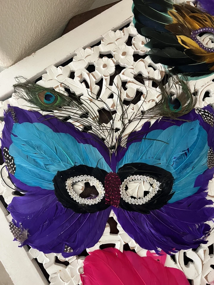 Lote de 4 Mascarillas Faciales Faciales Favor Fiesta Mascarada Mardi Gras De Colección Foto 2 de 4