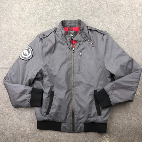 Buffalo Jacket Mens Large Gray Plaid Lined Full Zip Pockets Bomber Windbreaker * - Picture 2 of 12