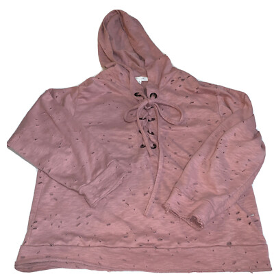  ACTIVE USA  SWEATSHIRT LACE-UP TOP. DUSTY ROSE Sz M.
