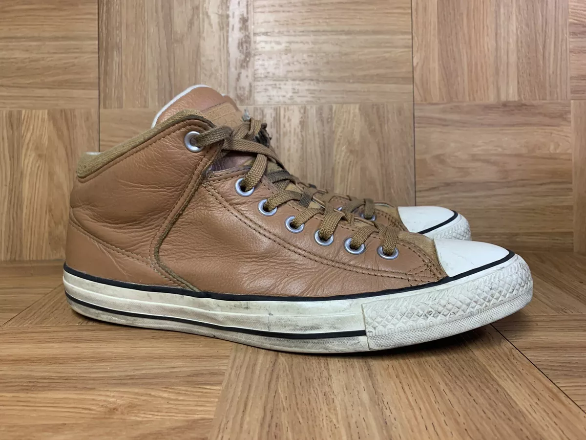 CONVERSE MEN'S CHUCK Taylor High Street Hi Tops Brown Leather