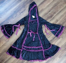 California Costume Collections Girls Size XL Black Velvet Hooded Halloween Dress