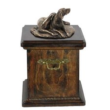 Solid Wood Casket Weimaraner pair Memorial Urn for Dog's ashes,with Dog sta