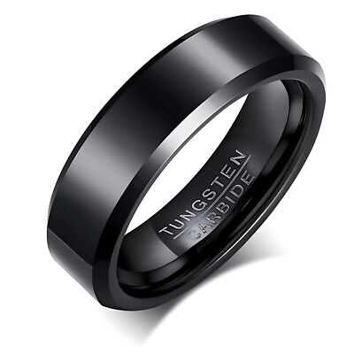 Matte Black Tungsten Carbide Wedding Band Ring Women Men Ginger Lyne Collection