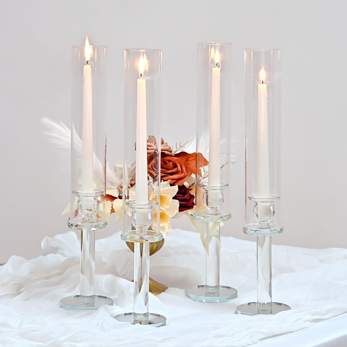 Showgeous 4 Pcs Hurricane Candle Holder,18 inch Tall Hurricane Glass Candle H...