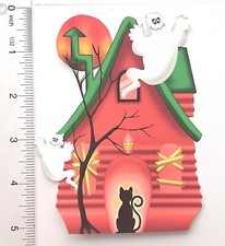 3E Halloween Haunted House Ghost Cat Moon Card Scrapbook Embellishment 3676