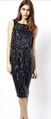 Gorgeous River Island Navy Sequin Dress Size 16