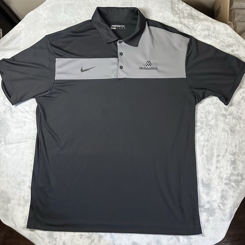 Nike Golfshirt Dri Fit Polo Herren 2XL Kurzarm Color Block Schwarz Grau Sport - Bild 1 von 10