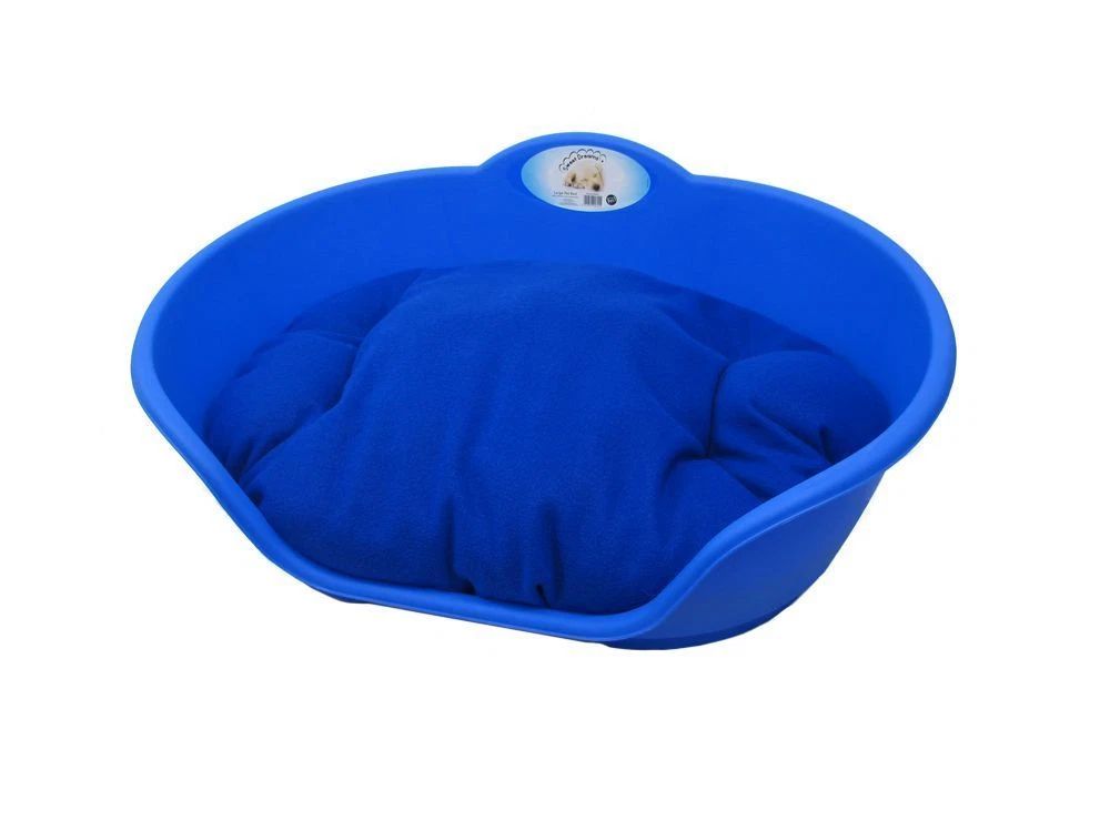 SMALL Plastic ROYAL BLUE Pet Bed With ROYAL BLUE Cushion Dog Cat Sleep Basket