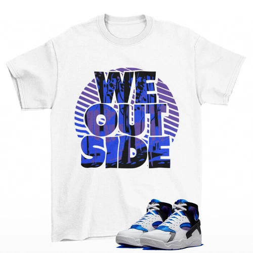 We Outside Shirt White to Match Air Flight Huarache OG Varsity Purple FD0183-101
