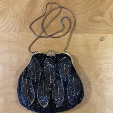 Carolyne Barton Night Handbag 8" x 6" Clutch w Hidden Strap Beaded Multicolor