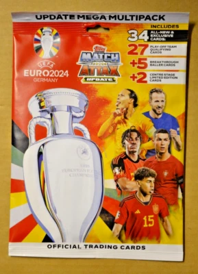 Topps Fußball Euro EM 2024 Match Attax - Update Mega Mutipack-34 neue Karten