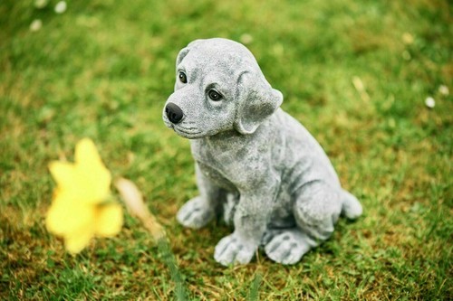 Steinfigur Rottweiler Welpe frostfest Gartenfigur Steinguss groß - Bild 2 von 5