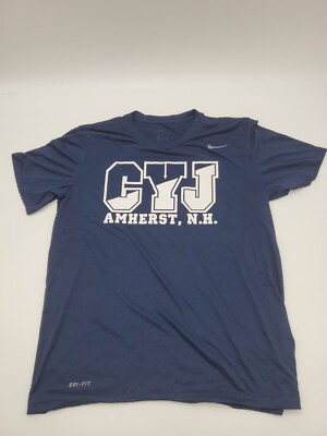 Nike The Nike Tee GYJ Amherst Medium Swoosh Spell Out Blue Men Logo .42869