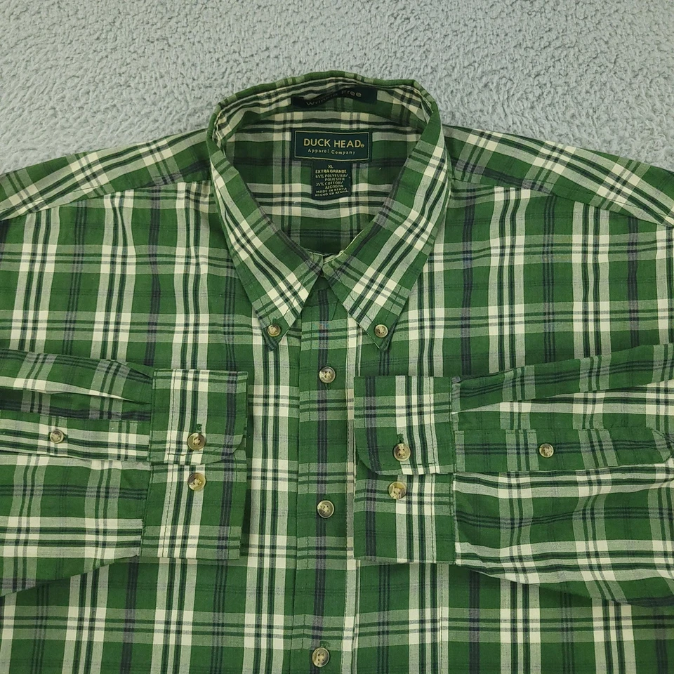 Duck Head Shirt Mens XL Green Plaid Button Down Wrinkle Free Classic Casual - Image 2 of 4