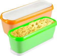 Ice Cream Containers Set of 2, 1.5 Quart Ice Cream Tub, Reusable Homemade Ice Cr