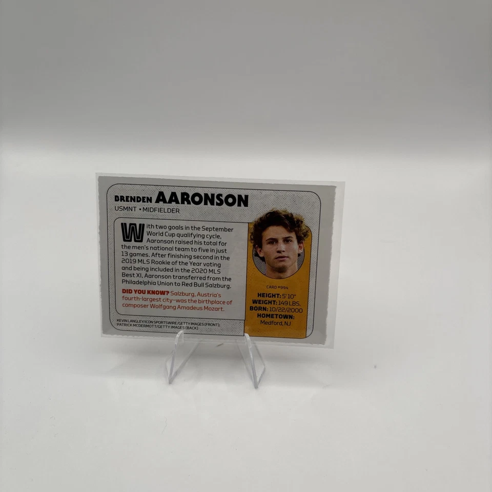 2021 Sports Illustrated SI For Kids #994 Brenden Aaronson USMNT Soccer - Image 2 of 2