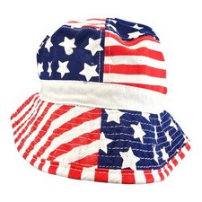 American Flag Bucket Hat Patriotic Stars  Stripes USA Unisex Sun Hat
