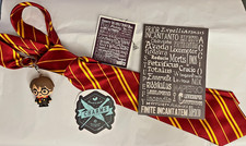 HARRY POTTER LOT: necktie, keychain, necklace, mini poster, sticker -AS PICTURED
