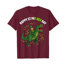 Dino St Patricks Day Kids Saint Patricks Boys Leprechaun T-Shirt