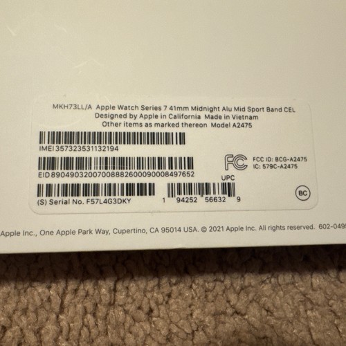 Apple Watch Series 7 **EMPTY BOX ONLY** Midnight 41MM Cellular - Photo 4 sur 6