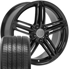 Black 18 Inch 58840 Wheels Et45 Tires Set Fits Audi Volkswagen Rs6 Style