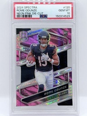 (POP 1) 2024 Panini Spectra - Rookies Rome Odunze #120 Neon Pink /20 (RC) PSA 10