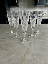 Set of 6 Cristal d'Arques Crystal Dauphine Pattern Champagne Flutes 14cl
