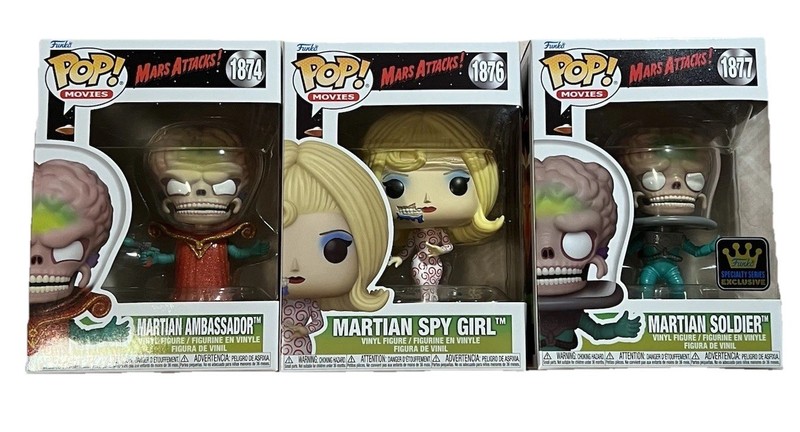 Funko Pop! Movies Mars Attacks! Exclusive 3-Pack Martian Ambassador, Spy Girl
