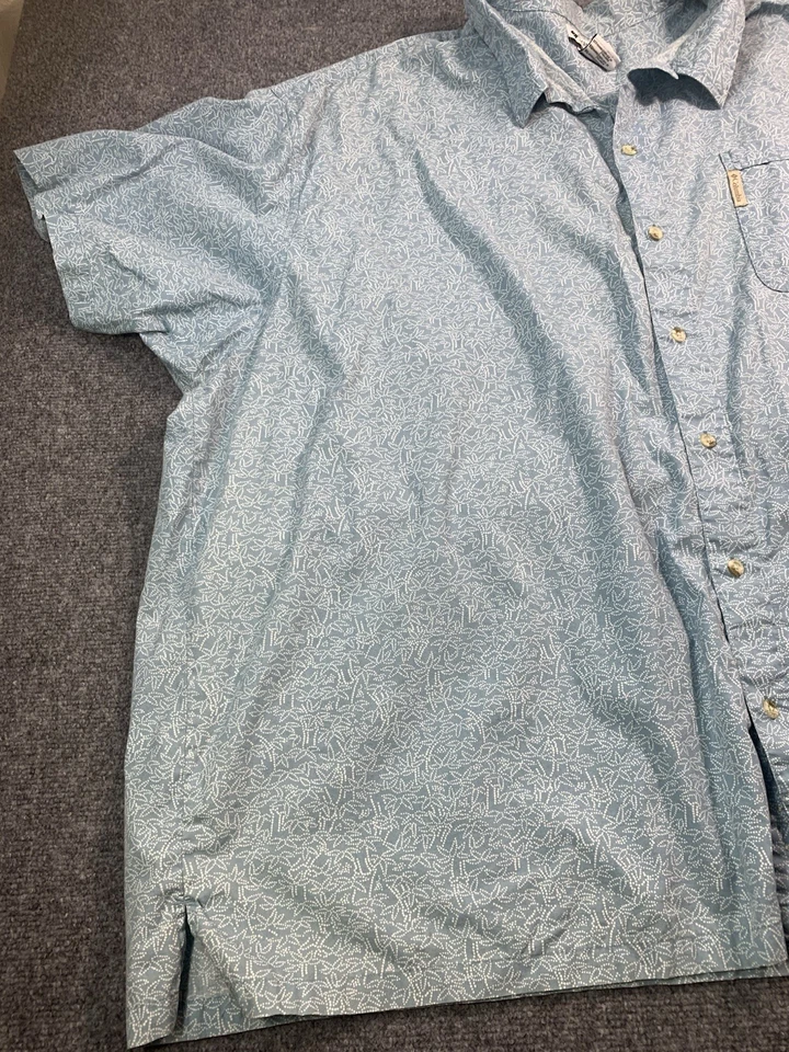 Camisa Columbia Para Hombre 5XB Azul Floral Manga Corta Abotonada Exterior Foto 2 de 4