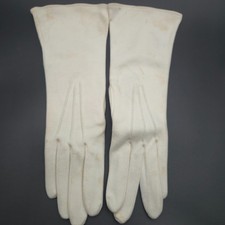 VINTAGE Womens Ivory Opera Gloves Cotton Formal Costume Wedding Long 12in