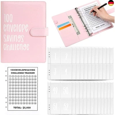 MARKENLOS Umschlag 100 Umschläge Challenge Binder Geldsparen Challenge Buch Geld sparen